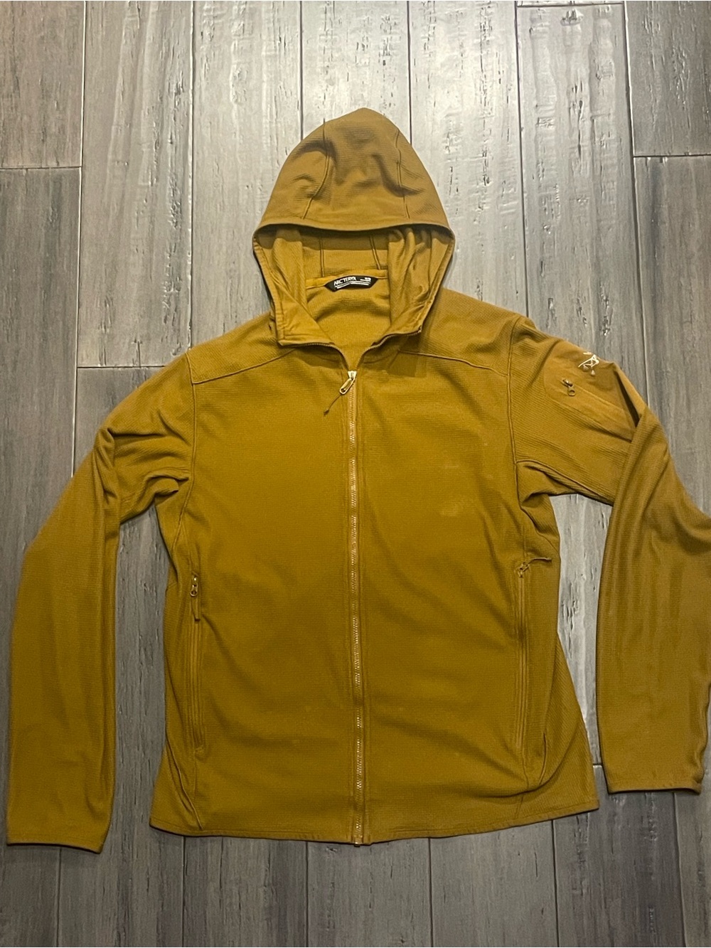 Vintage Arc’teryx Grid Fleece Hoody Men’s M Mustard Full Zip Jacket Gorpcore